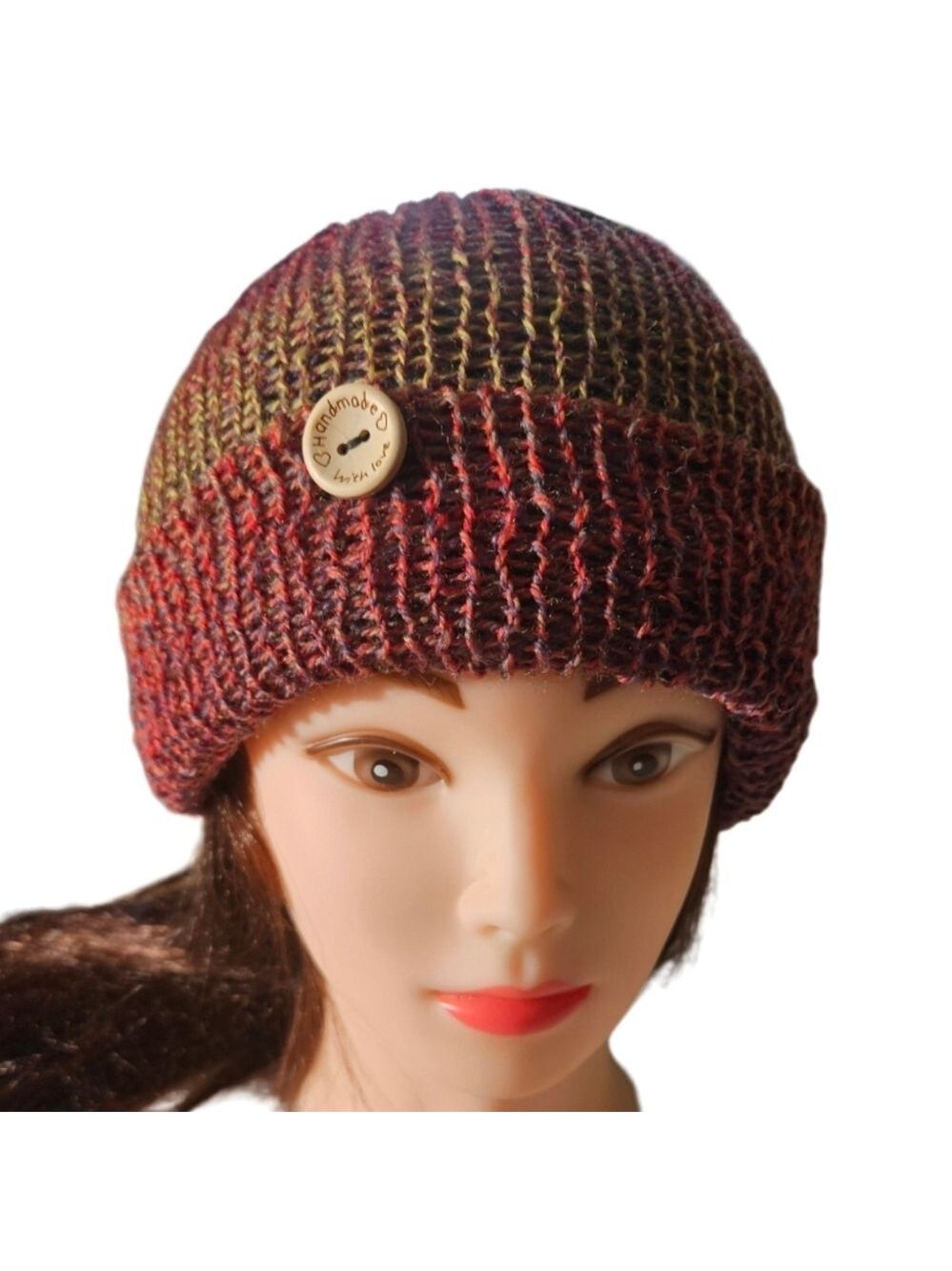 Hand Crafted Crochet Hat Handmade winter tuque Ombré hand knit beanie multicolor - Picture 6 of 17